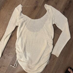 Cream Knit Long Sleeve Sweater Dress/swim coverup👙